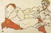 Recling Male and Female Nude Entwined (mk12) Egon Schiele